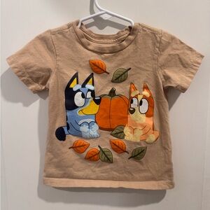 Beige Kids T-Shirt with Bluey Pumpkin Print